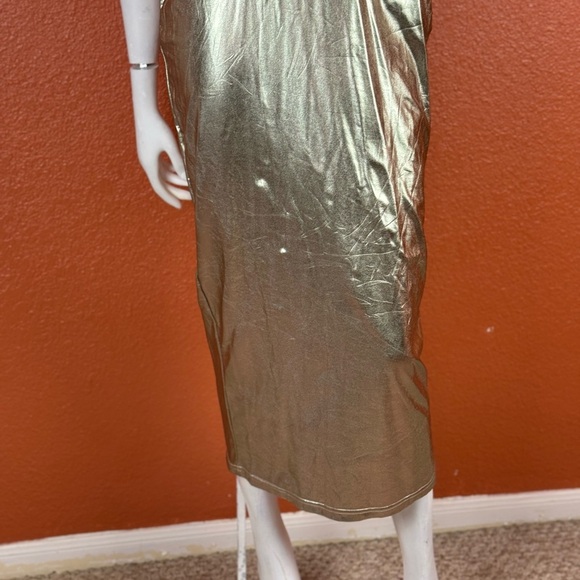CHERLEY Women's Lucie Metallic Ruched & Cutout Midi Dress in Gold Size S.  B36 - Picture 5 of 14